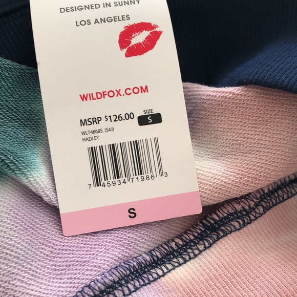 Wildfox Dark Navy Hoodie Kangaroo Pocket Tie Dye Pullover - Picture 11 of 15